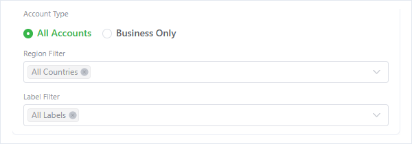 Filter contacts by business account, country code and WhatsApp Label
